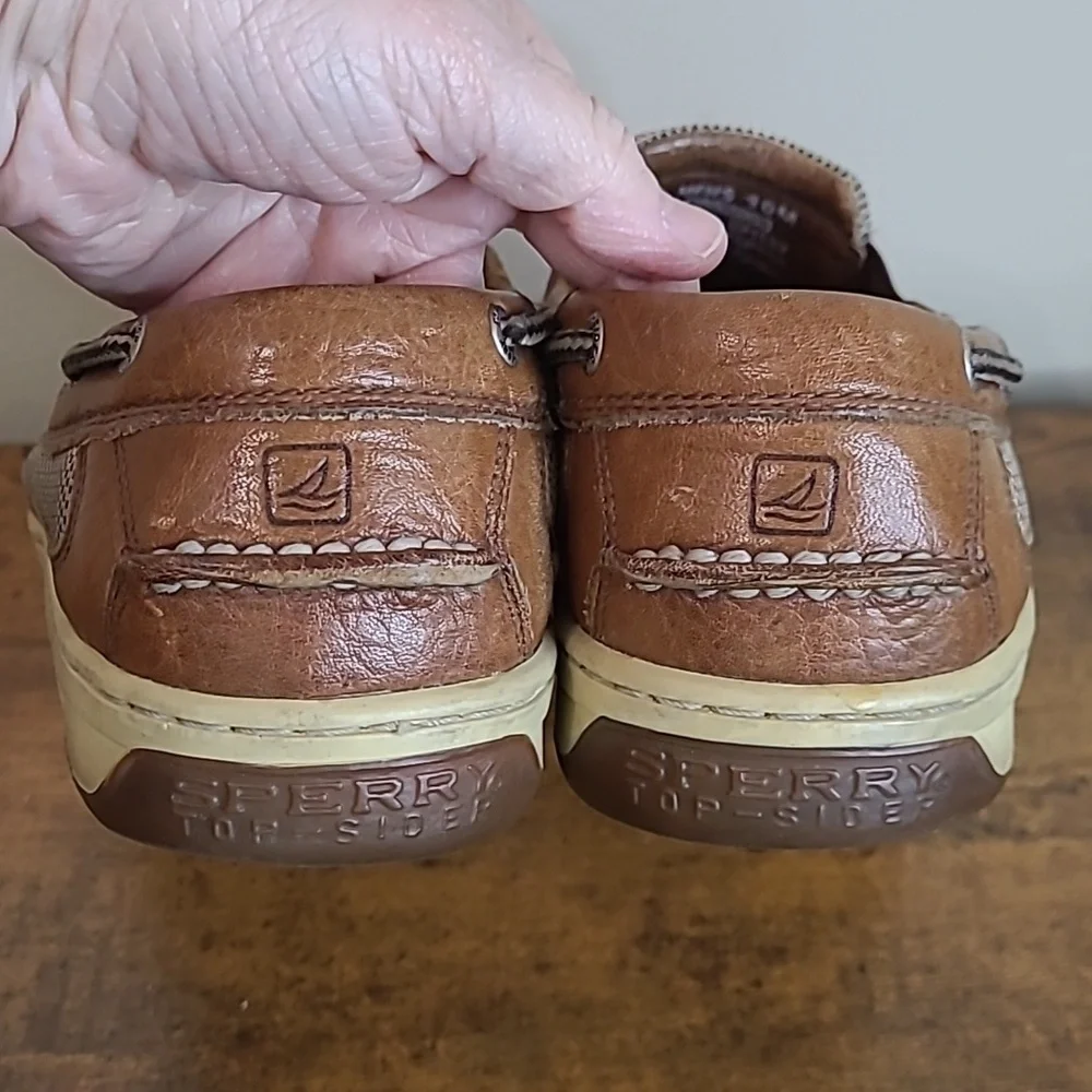 Sperry Top-Sider Tan Leather Slip-On Boat Shoes size 10